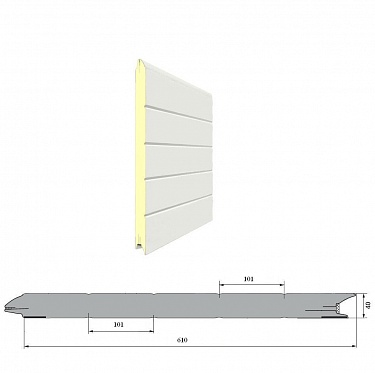 Панель «Горизонтальная полоса» с ЗЗП 610 мм Гладкая/Стукко
